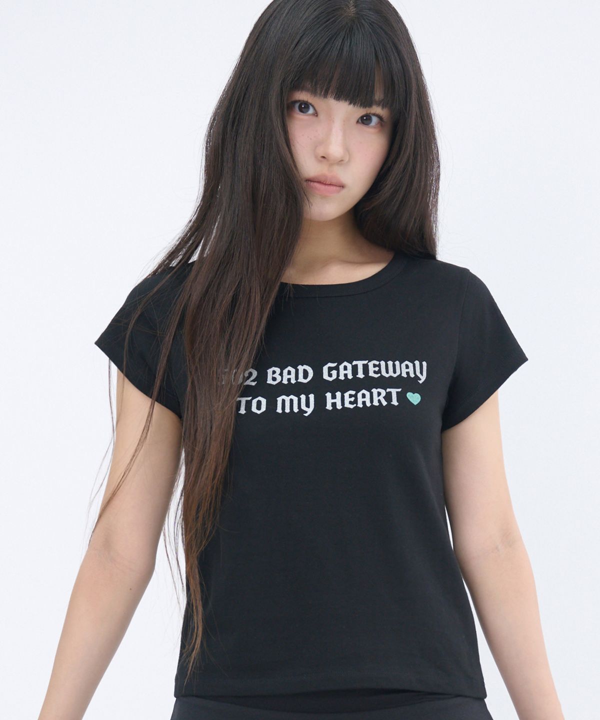잇자바이브(ITZAVIBE) 502 GLITTER LETTERING T SHIRT - BLACK