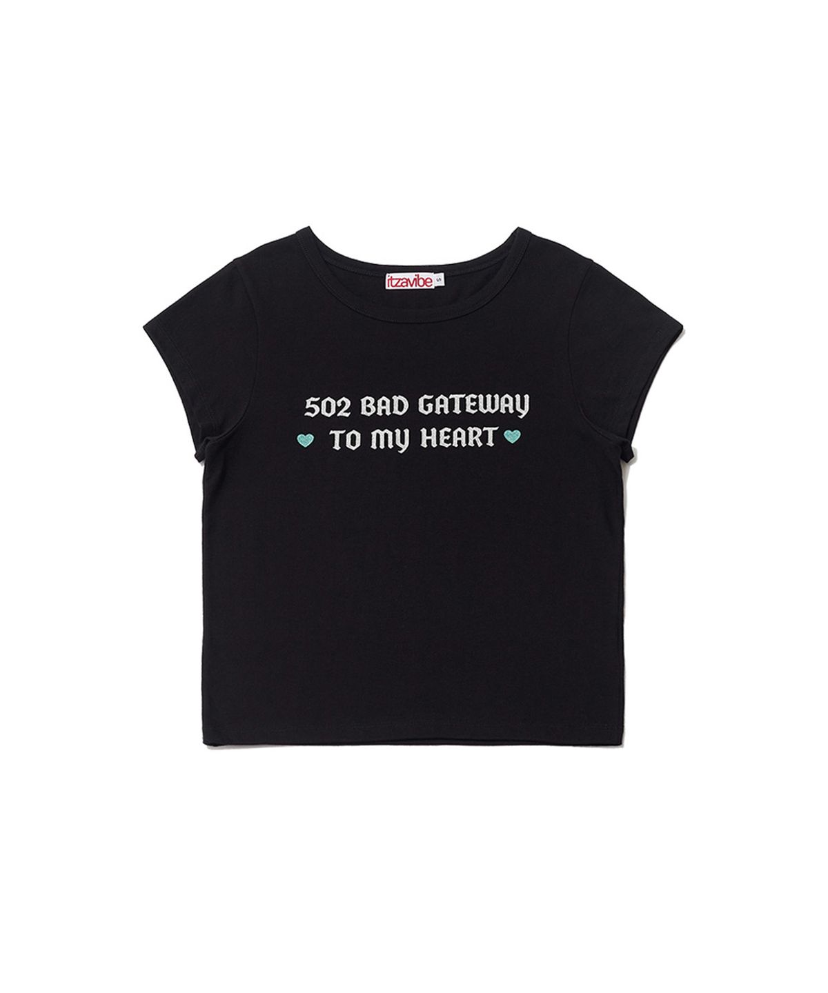 잇자바이브(ITZAVIBE) 502 GLITTER LETTERING T SHIRT - BLACK