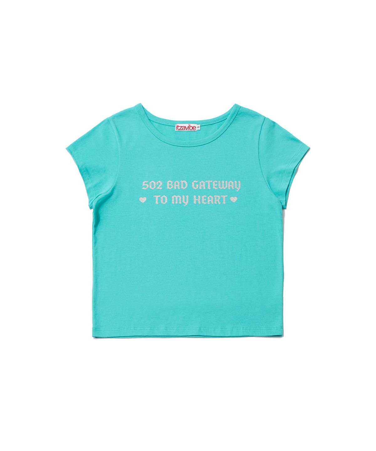 잇자바이브(ITZAVIBE) 502 GLITTER LETTERING T SHIRT - MINT