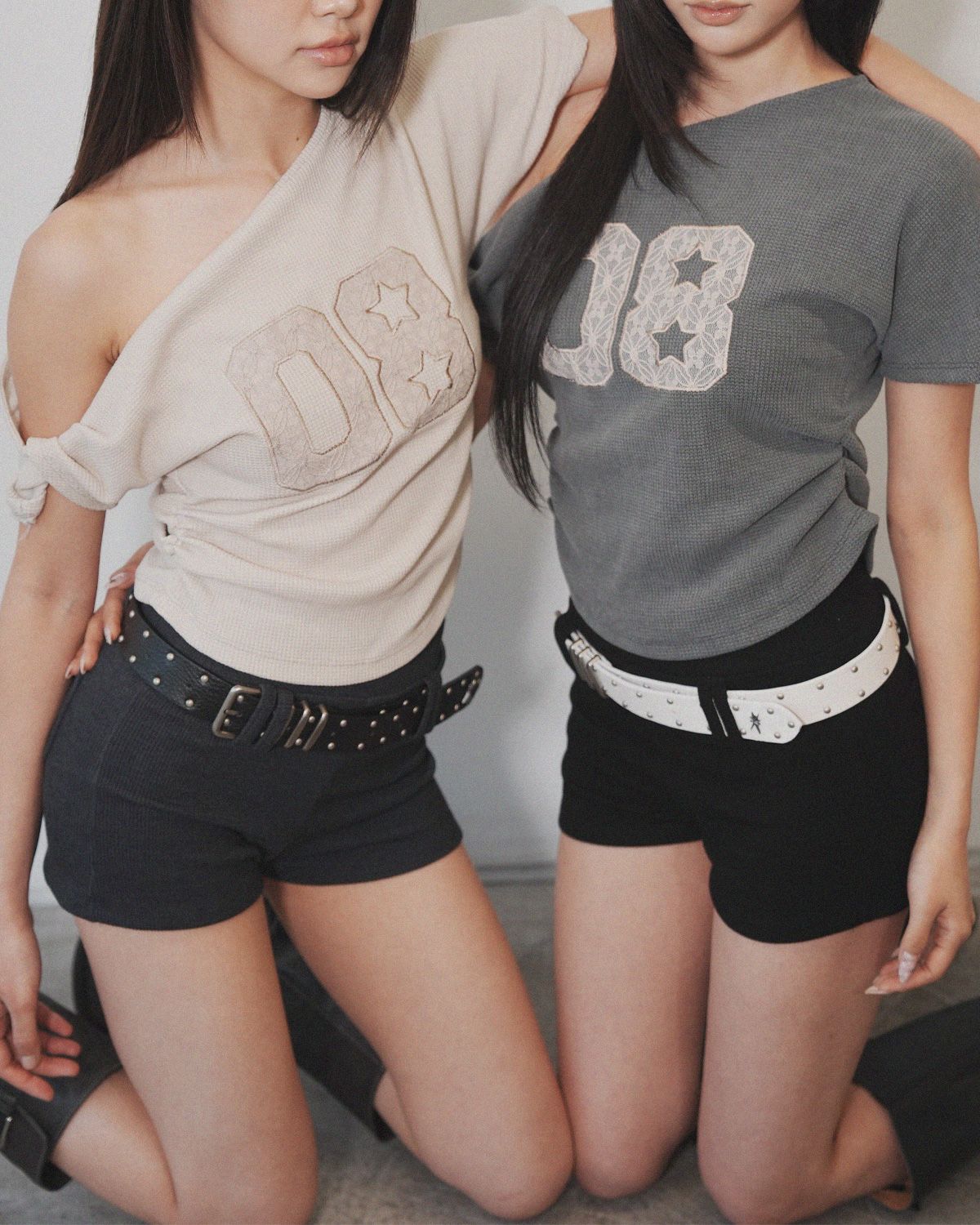 여린(YEORIN) Slim Stud Belt (White)