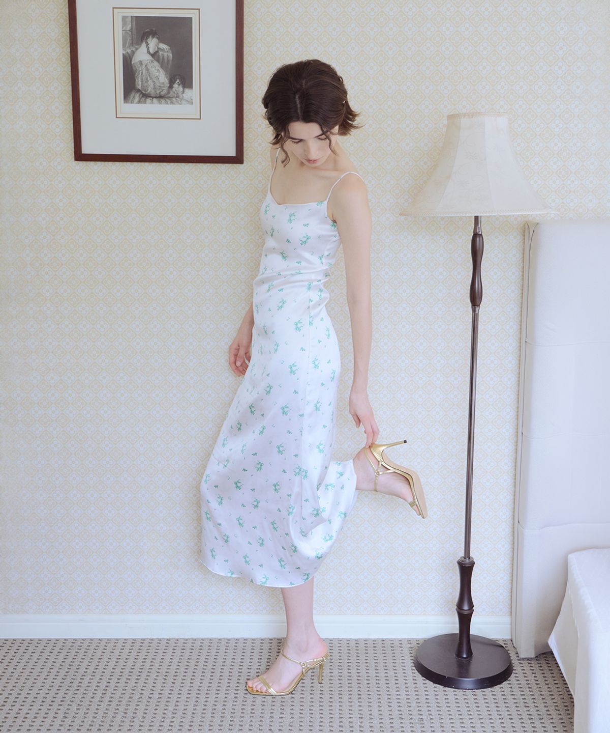 아이스가든에이오공팔(ICE GARDEN A.508) White Rose Print Dress