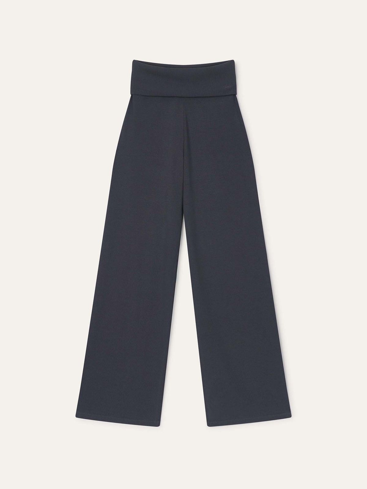 오베르(AUBER) Foldable Ribbed Straight Pants - Dark Gray