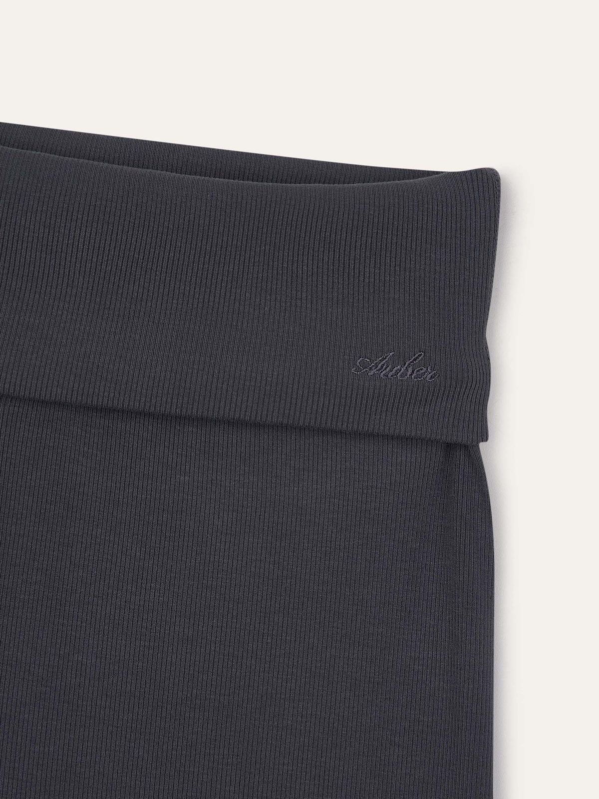 오베르(AUBER) Foldable Ribbed Straight Pants - Dark Gray