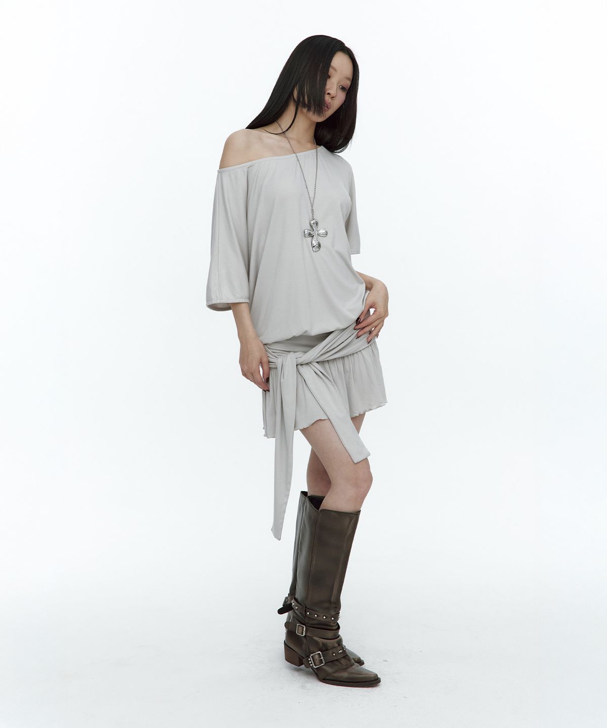 러프넥(ROUGHNECK) Waist Tie Dress