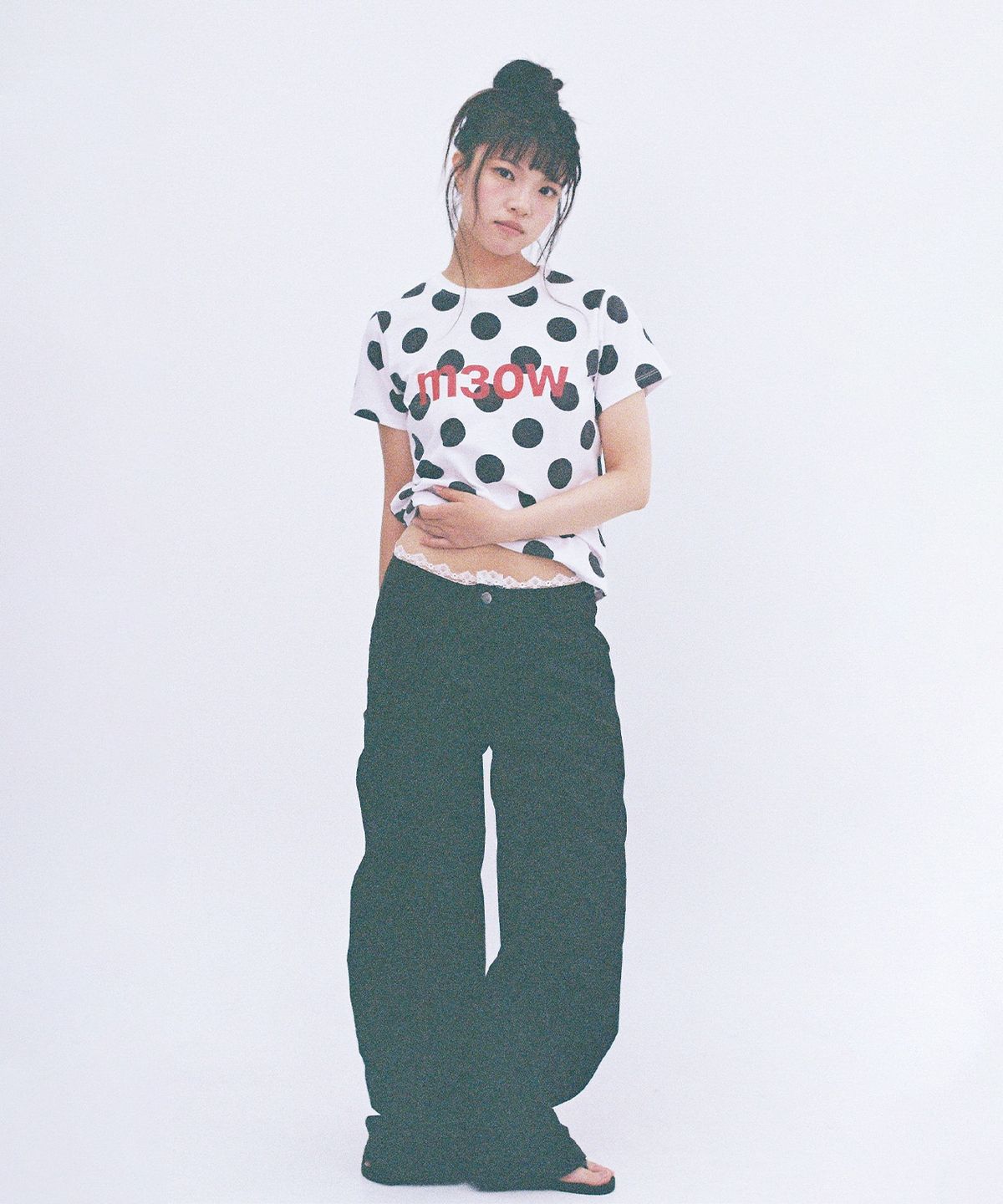 잇자바이브(ITZAVIBE) LACE LAYERED WIDE PANTS - BLACK
