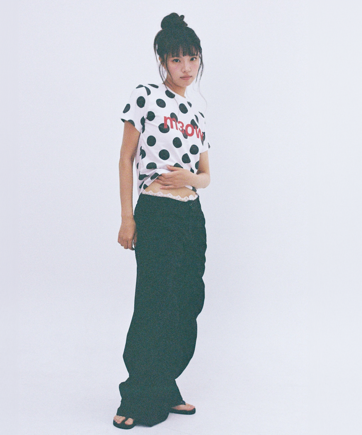 잇자바이브(ITZAVIBE) LACE LAYERED WIDE PANTS - BLACK