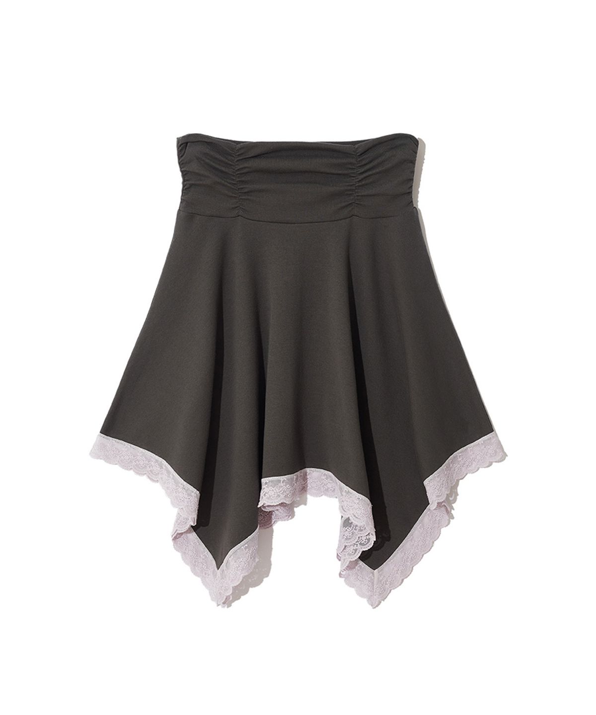 잇자바이브(ITZAVIBE) LACE POINT UNBALANCED SKIRT - CHARCOAL