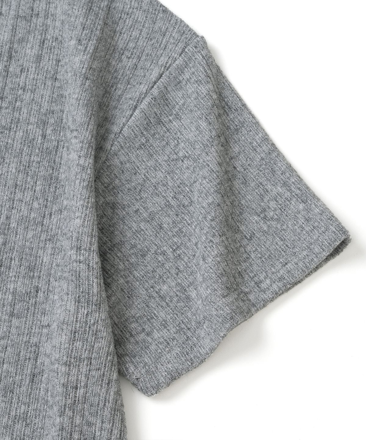 니티드(KNITTED) 헨리넥 크롭 니트 티셔츠 GREY