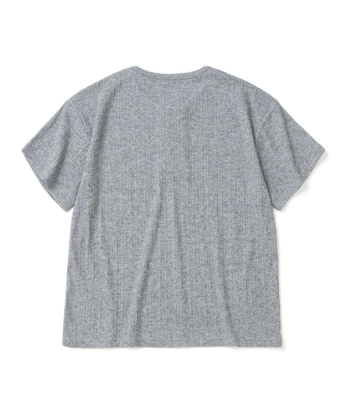 니티드(KNITTED) 헨리넥 크롭 니트 티셔츠 GREY
