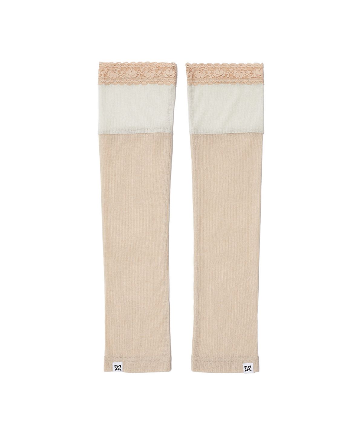 잇자바이브(ITZAVIBE) LACE LAYERED OPEN TOE SOCKS - APRICOT