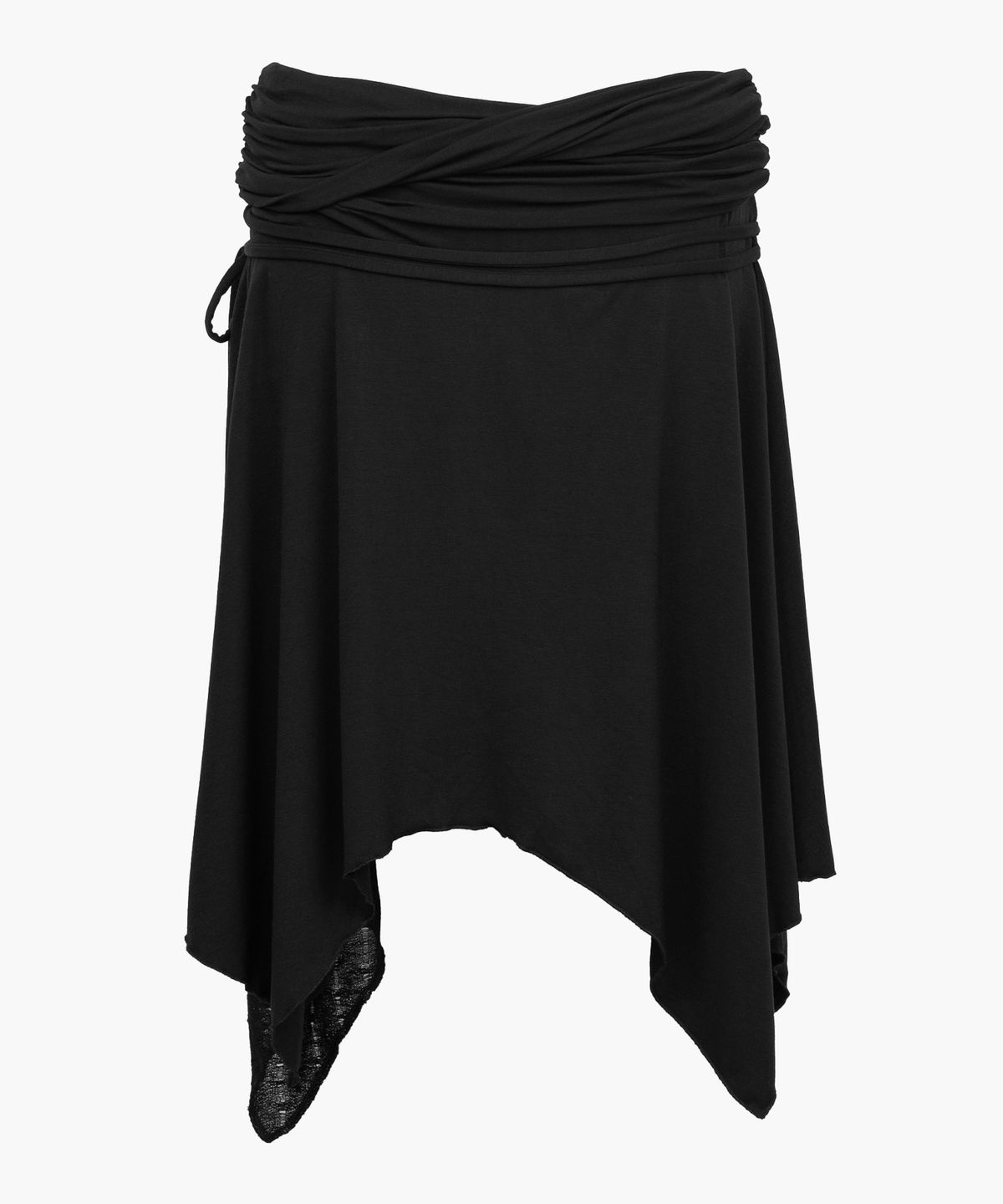 러프넥(ROUGHNECK) Knit Layer Drape Skirt Black