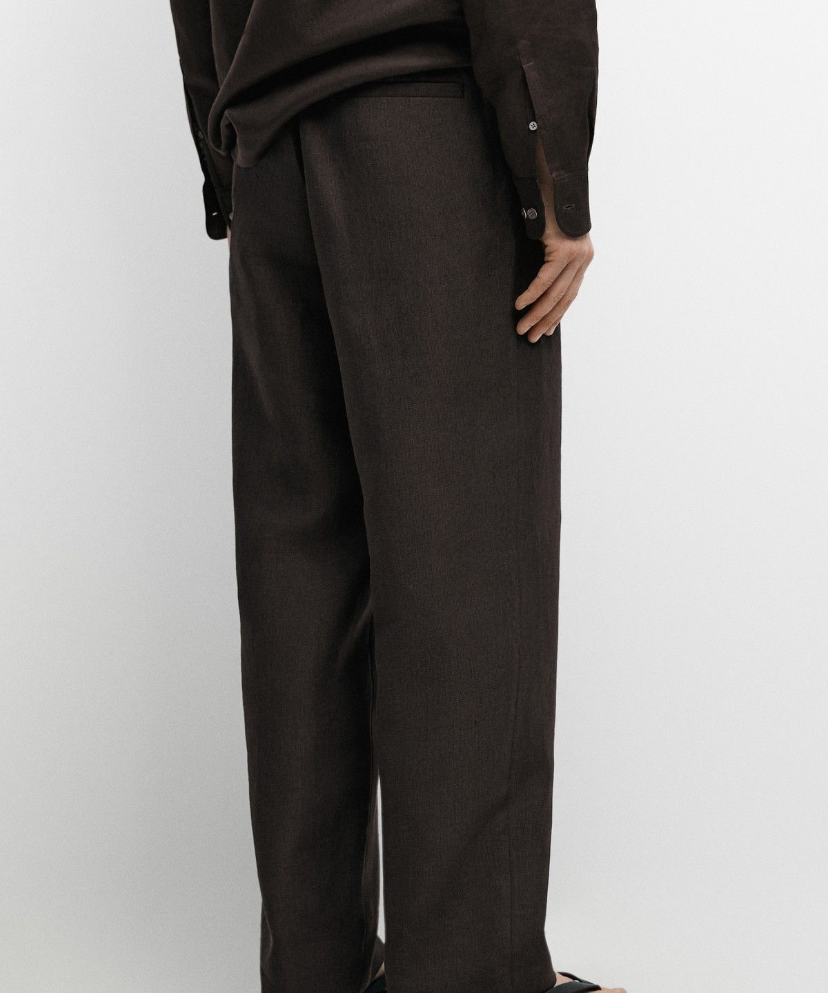 마시모두띠(MASSIMO DUTTI) 100% 린넨 하운드투스 팬츠