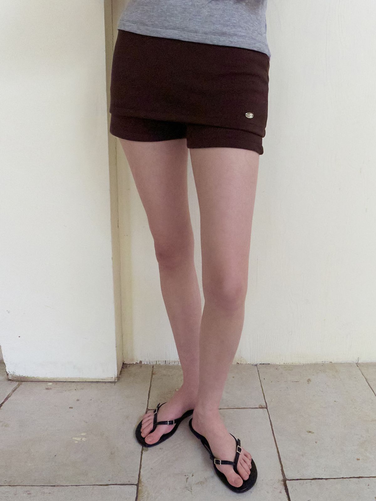 에트몽(ETMON) Summer Layered Mini Skort, Brown