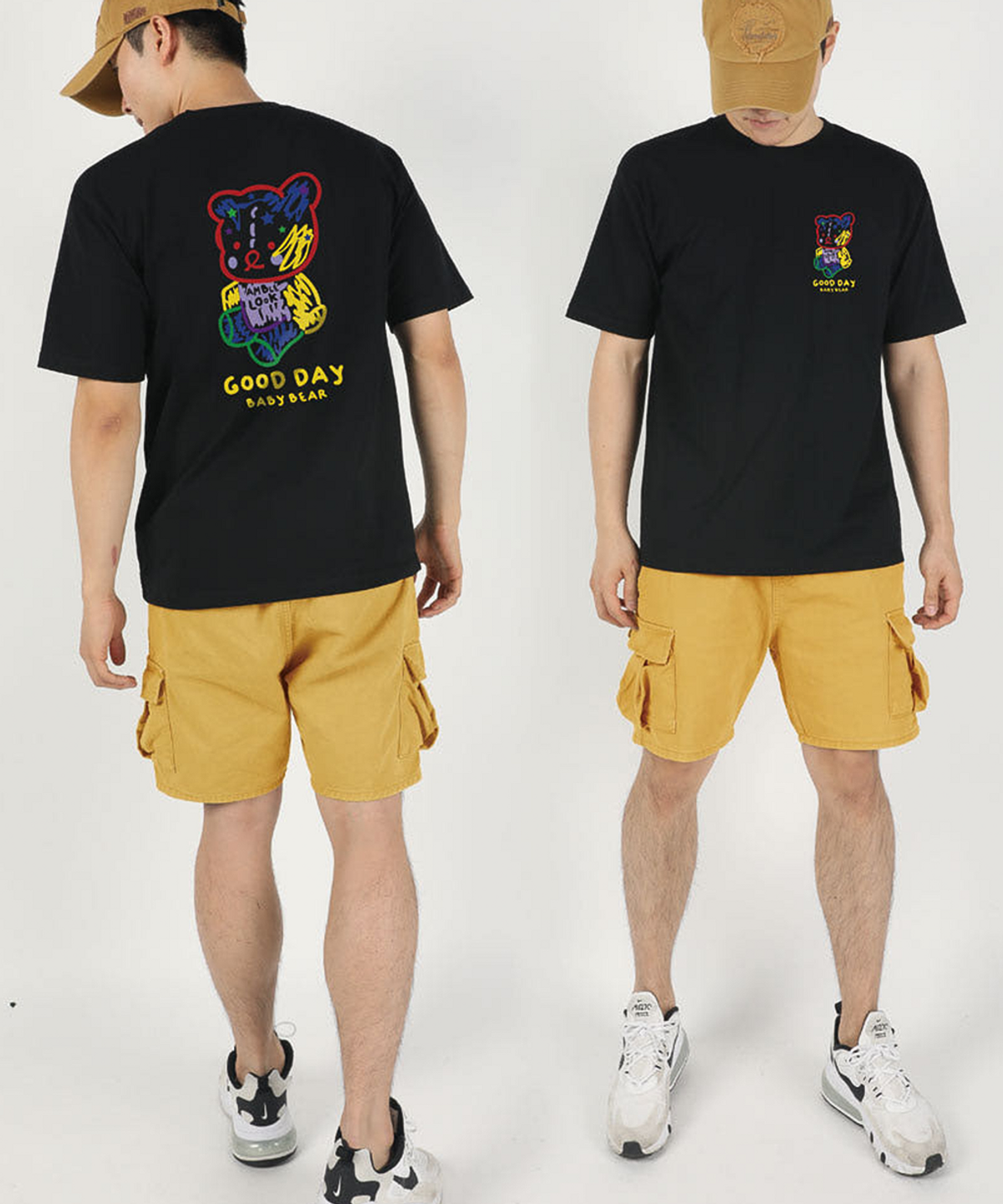엠블룩(AMBLELOOK) 프리미엄 면스판 라운드 반팔티 BABY BEAR (4color)