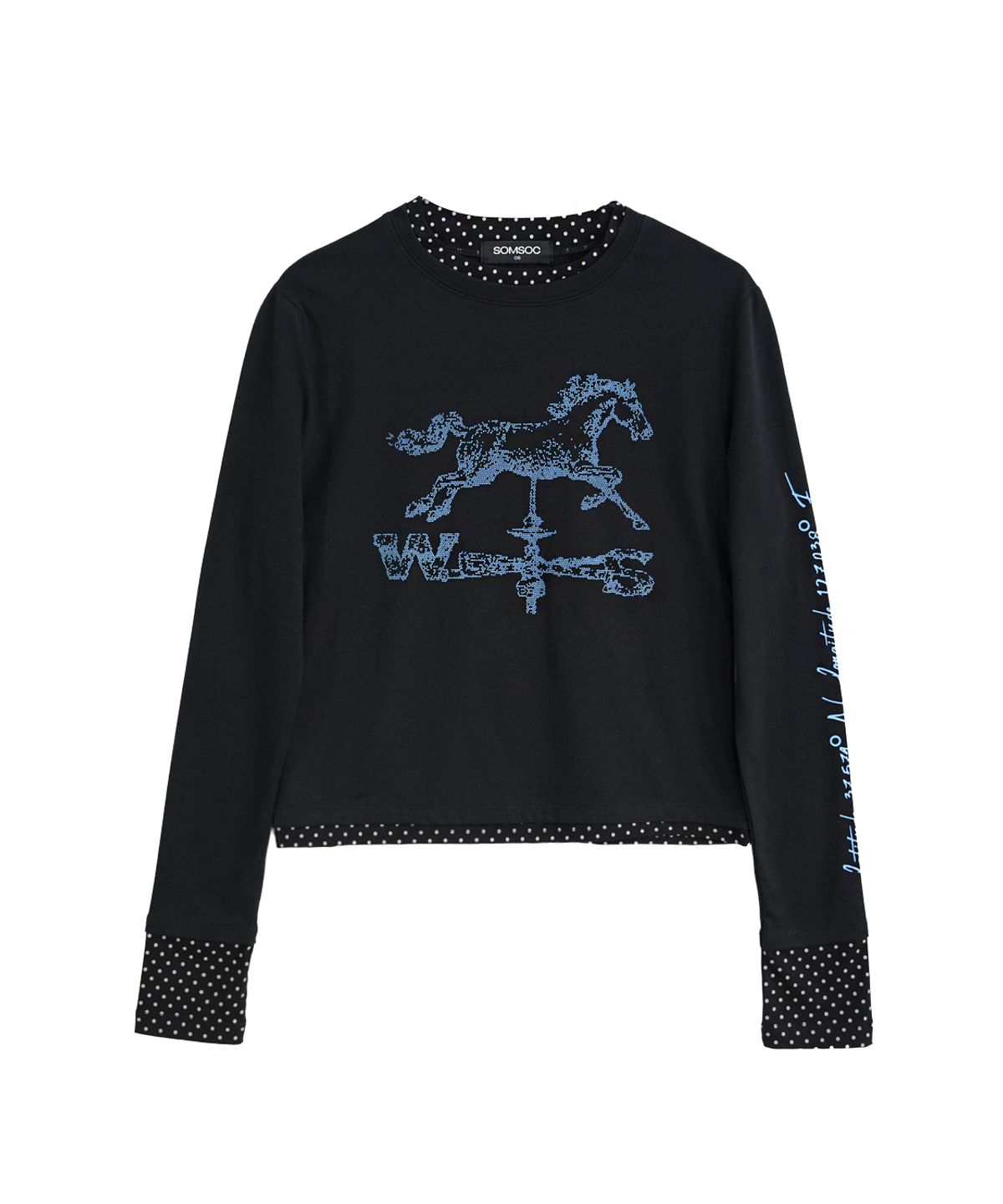 솜속(SOMSOC) HORSE VANE LAYERED LONG SLEEVE _BLACK