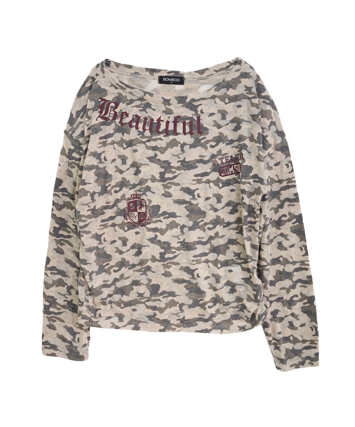 솜속(SOMSOC) VOER CAMO ASYMMETRY TOP_BEIGE