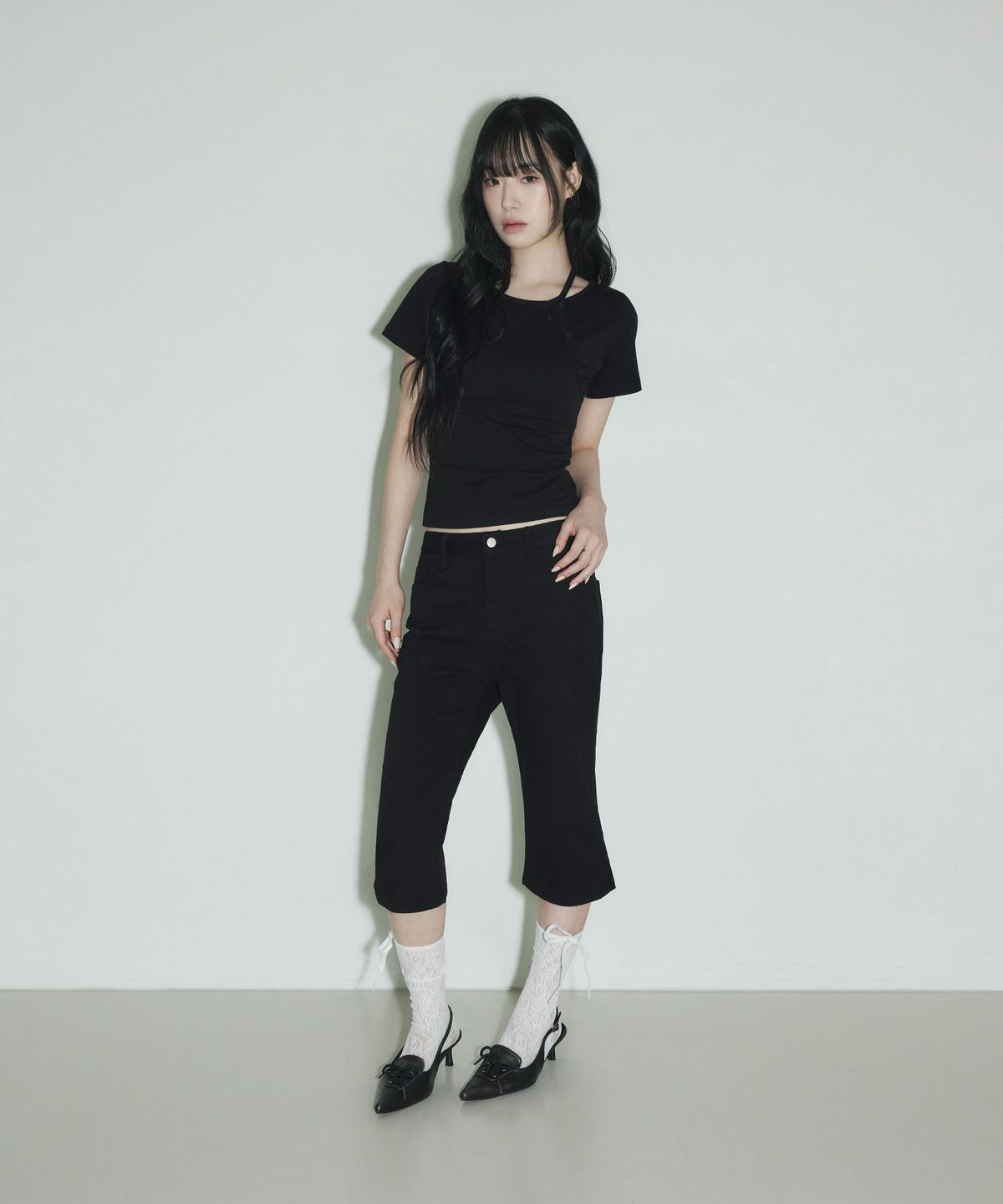슬릭글로우(SLEEKGLOW) SL 카프리 팬츠[블랙]