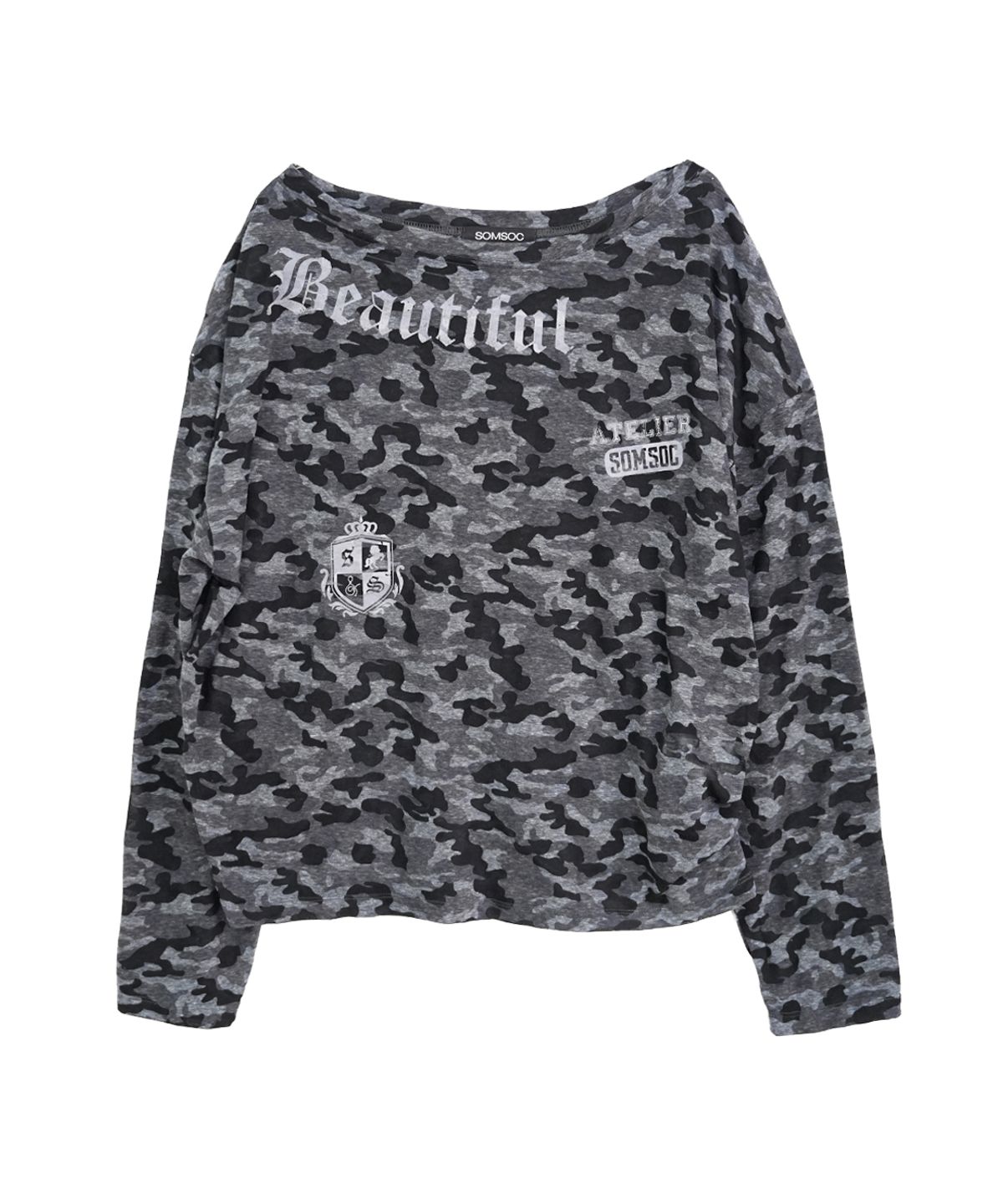 솜속(SOMSOC) VOER CAMO ASYMMETRY TOP _CHARCOAL