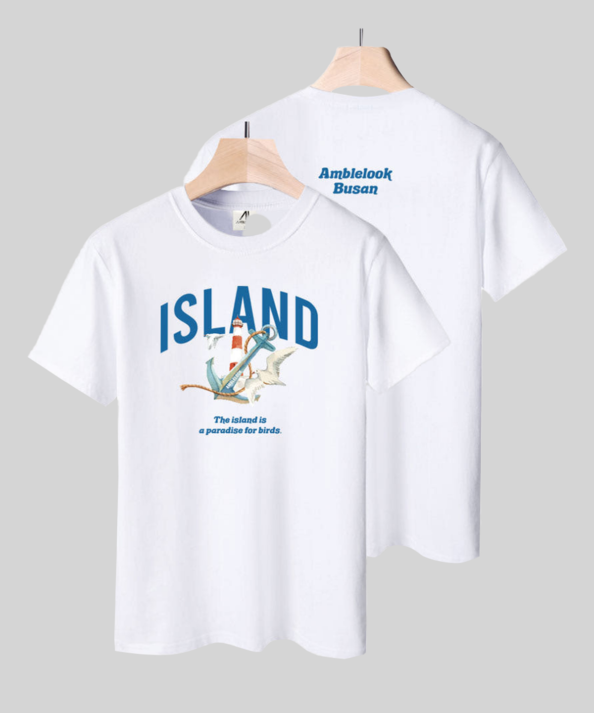 엠블룩(AMBLELOOK) 프리미엄 면스판 라운드 반팔티 ISLAND (5color)