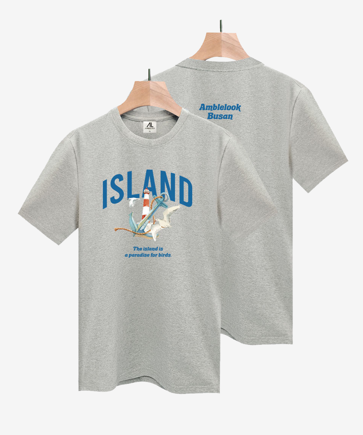 엠블룩(AMBLELOOK) 프리미엄 면스판 라운드 반팔티 ISLAND (5color)