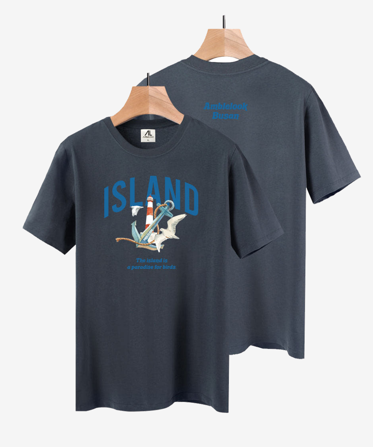 엠블룩(AMBLELOOK) 프리미엄 면스판 라운드 반팔티 ISLAND (5color)