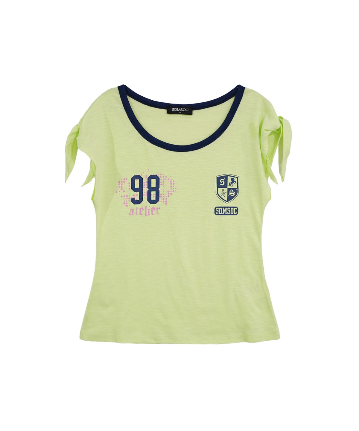솜속(SOMSOC) RICO EMBLEM TIED TOP_LIME