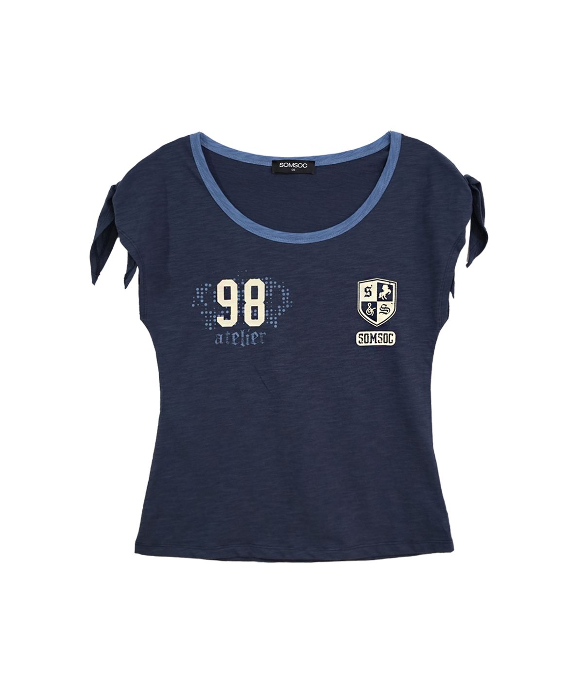 솜속(SOMSOC) RICO EMBLEM TIED TOP_NAVY