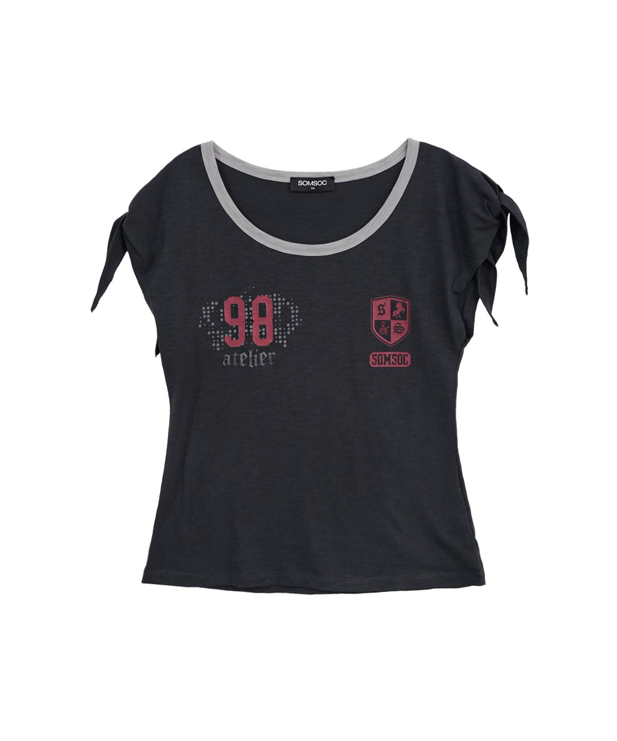 솜속(SOMSOC) RICO EMBLEM TIED TOP_CHARCOAL