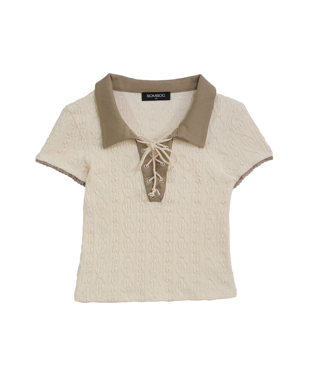 솜속(SOMSOC) MELIN EYELET JACQUARD KNIT TOP_IVORY