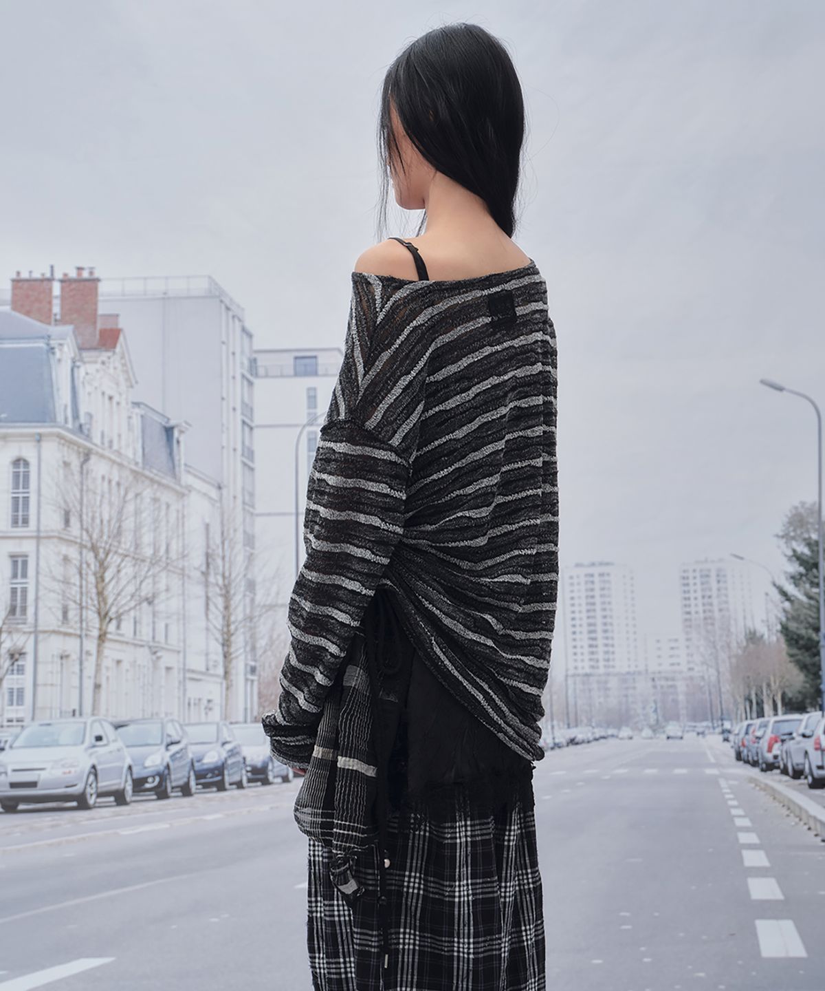 솜속(SOMSOC) ALLIE LACE KNITTED TOP_BLACK