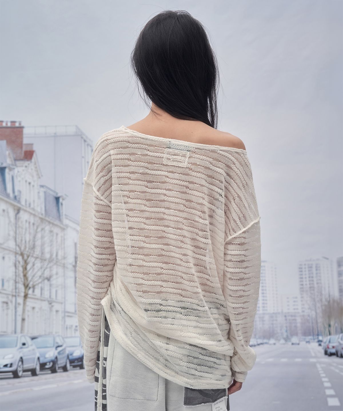 솜속(SOMSOC) ALLIE LACE KNITTED TOP_WHITE