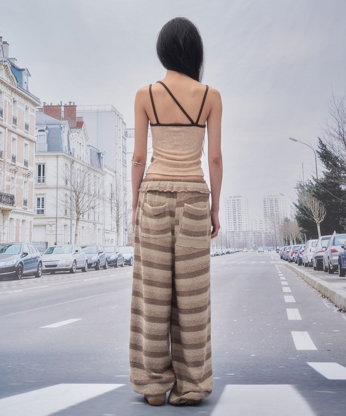 솜속(SOMSOC) TAGE STRIPE TERRY PANTS_BEIGE