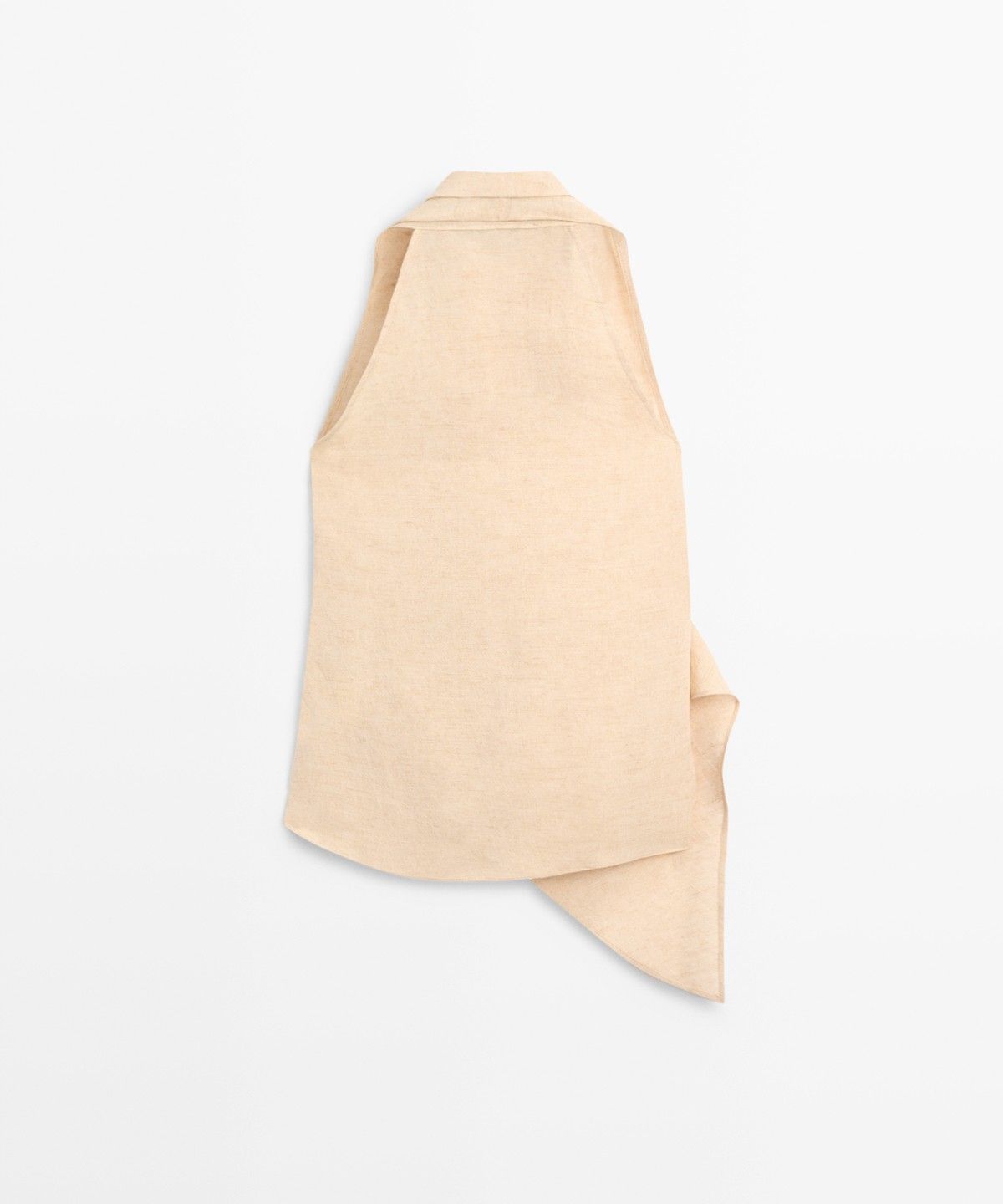 마시모두띠(MASSIMO DUTTI) 리넨 블렌드 드레이프 홀터넥 탑