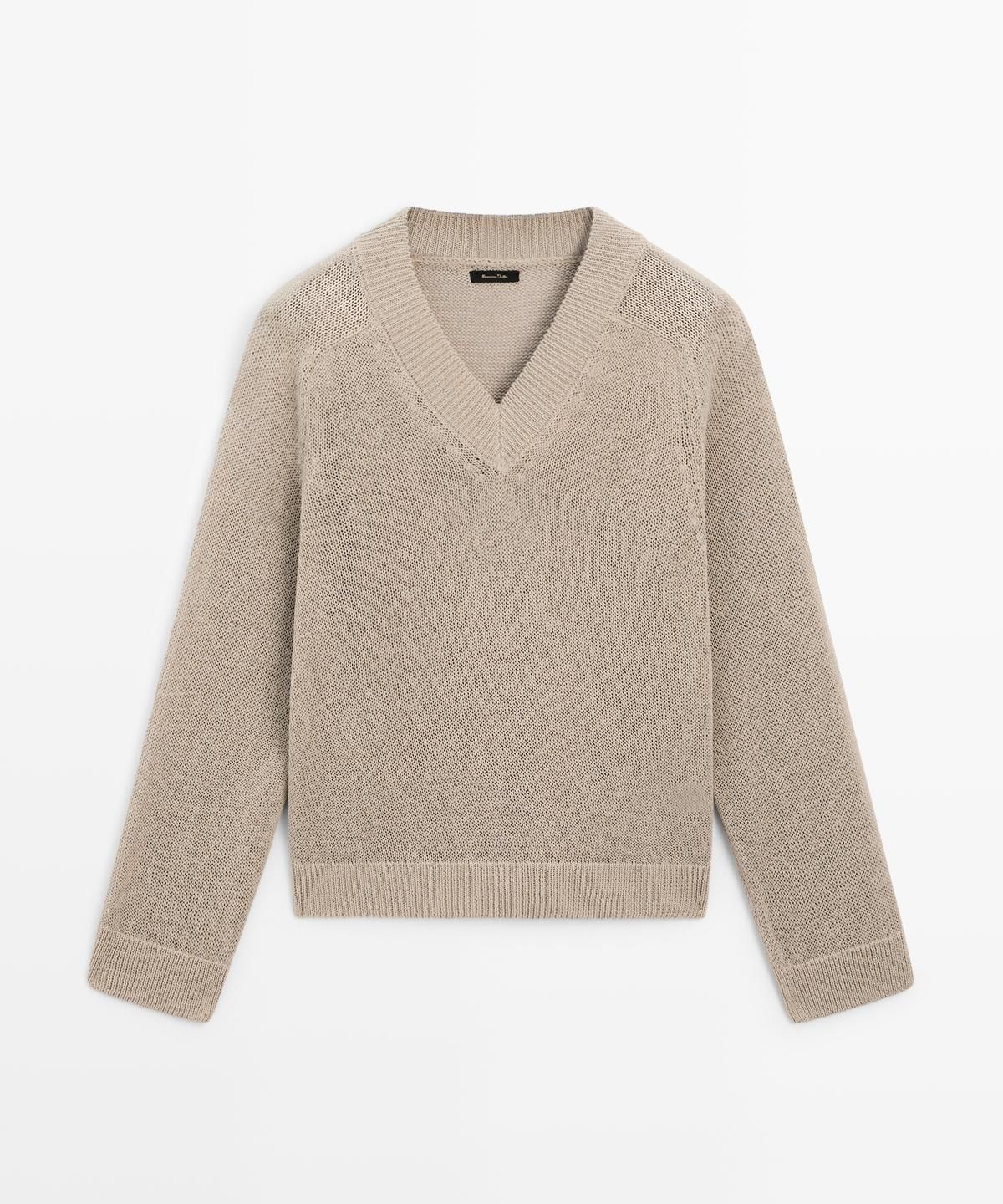 마시모두띠(MASSIMO DUTTI) 코튼 블렌드 V넥 니트 스웨터