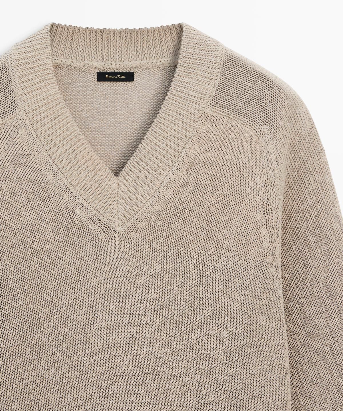 마시모두띠(MASSIMO DUTTI) 코튼 블렌드 V넥 니트 스웨터