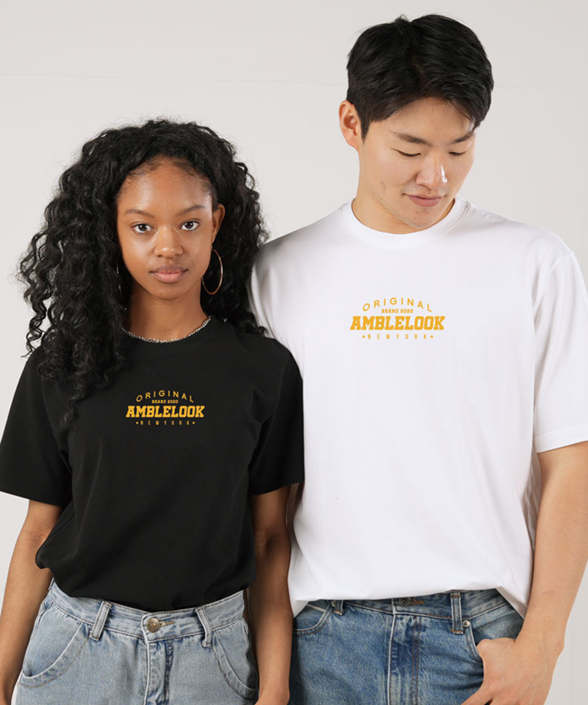 엠블룩(AMBLELOOK) 프리미엄 면스판 라운드 반팔티 브랜드2020 (5color)