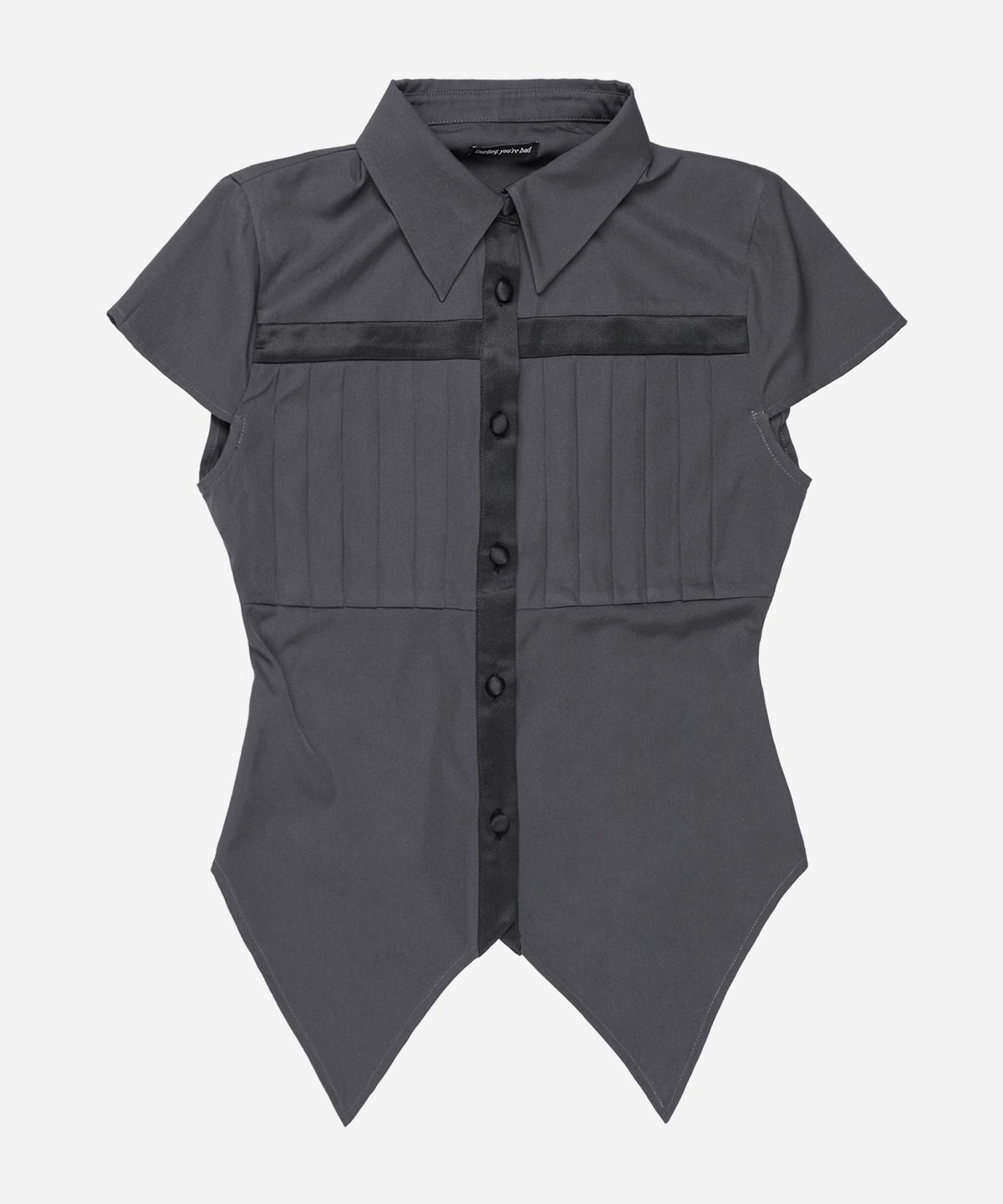 달링유어배드(DARLING, YOU'RE BAD) Cross Pleated Shirt #Gray