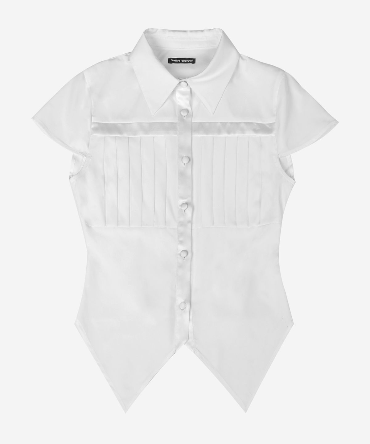 달링유어배드(DARLING, YOU'RE BAD) Cross Pleated Shirt #White