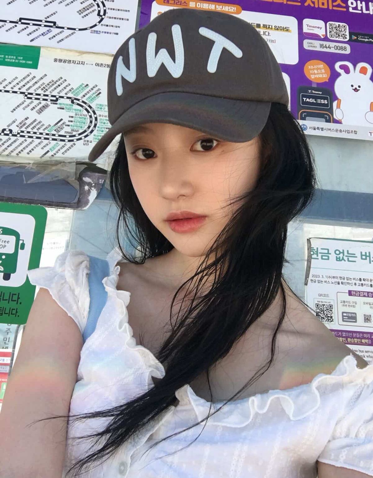 스트라이프마가린(STMG) 실루엣 퍼프 셔링 레이스 블라우스 화이트
