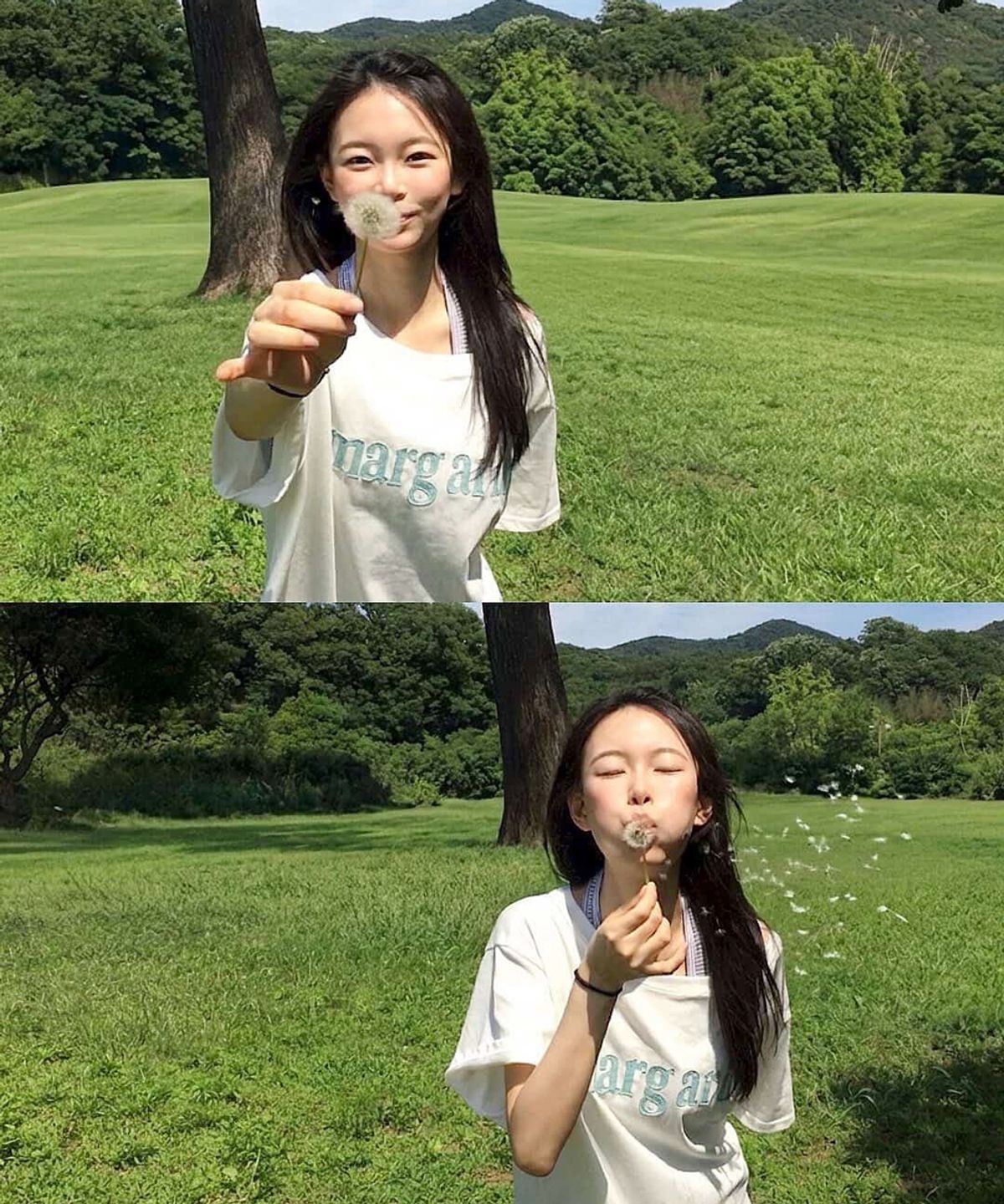 스트라이프마가린(STMG) 마가린 원숄더 아플리케 로고 반팔 화이트