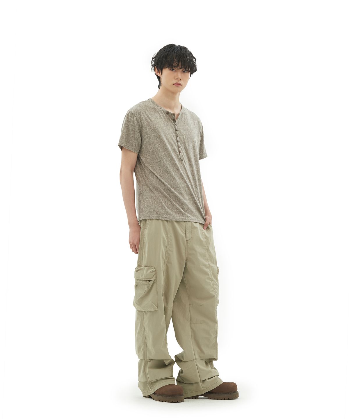 데프가먼츠(DEFGARMENTS) BUTTON-UP ROUGH T-SHIRTS [2COLOR]
