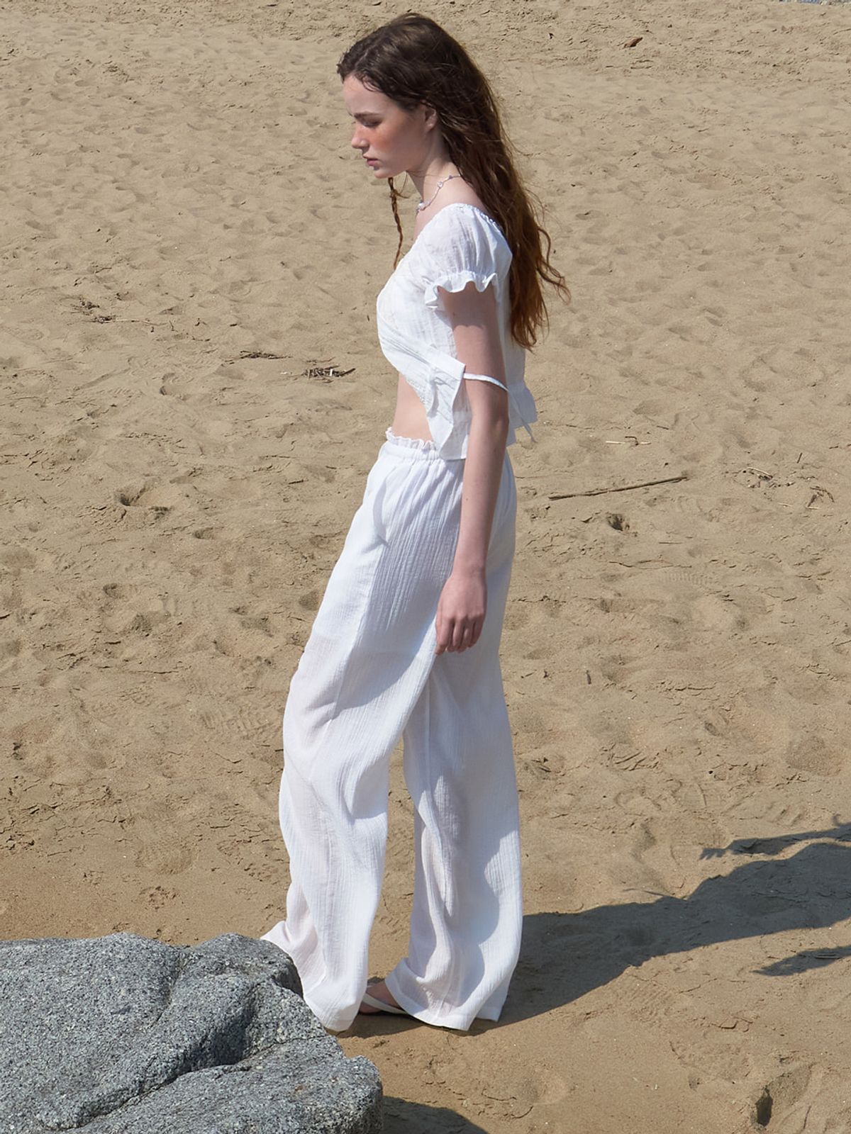 에트몽(ETMON) Crinkle Summer Pants, White