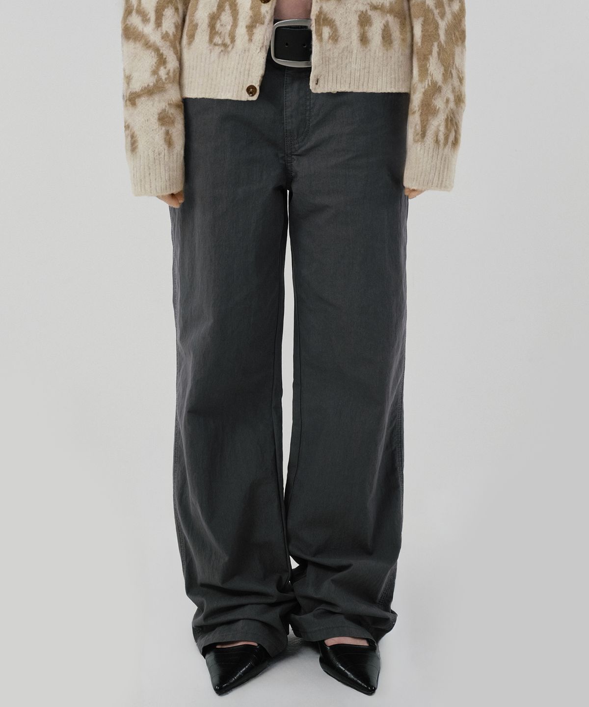 스웨이드(SUADE) SEMI WIDE PANTS [CHARCOAL GRAY]