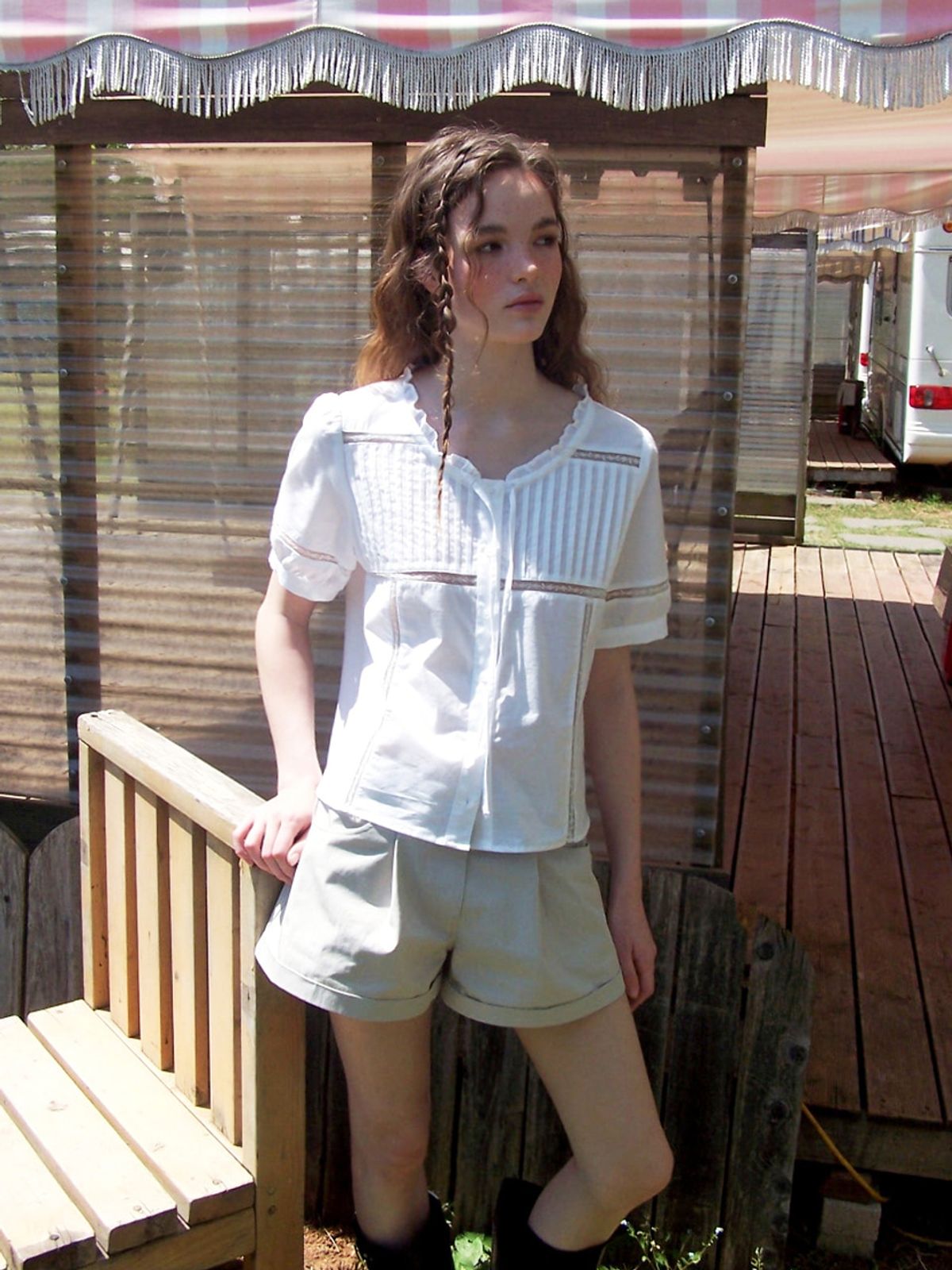 에트몽(ETMON) Turn Up Short Pants, Light Beige