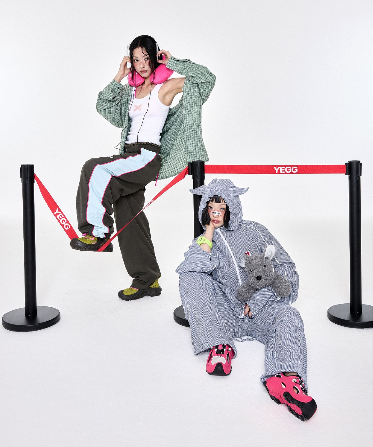 예그(YEGG) 체크 카고 팬츠 네이비