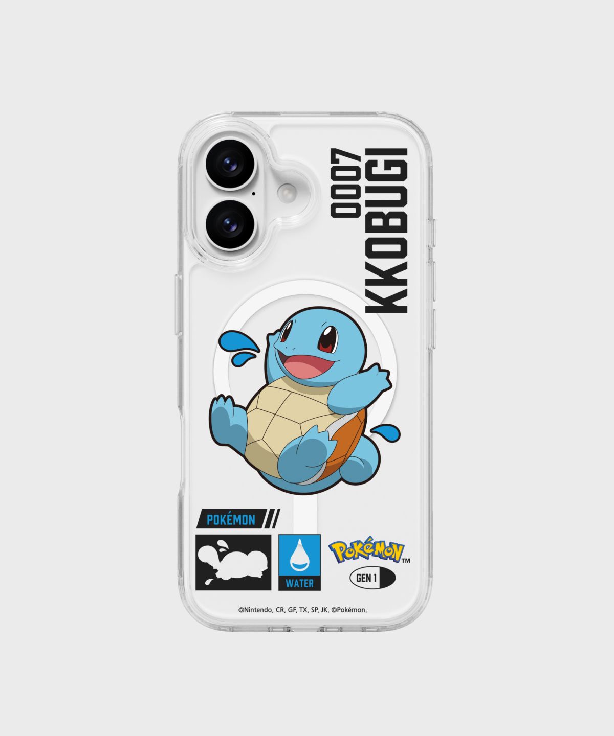 에스엘비에스(SLBS) 포켓몬 꼬부기 인덱스 클리어 마그넷 케이스 for iPhone17 Series