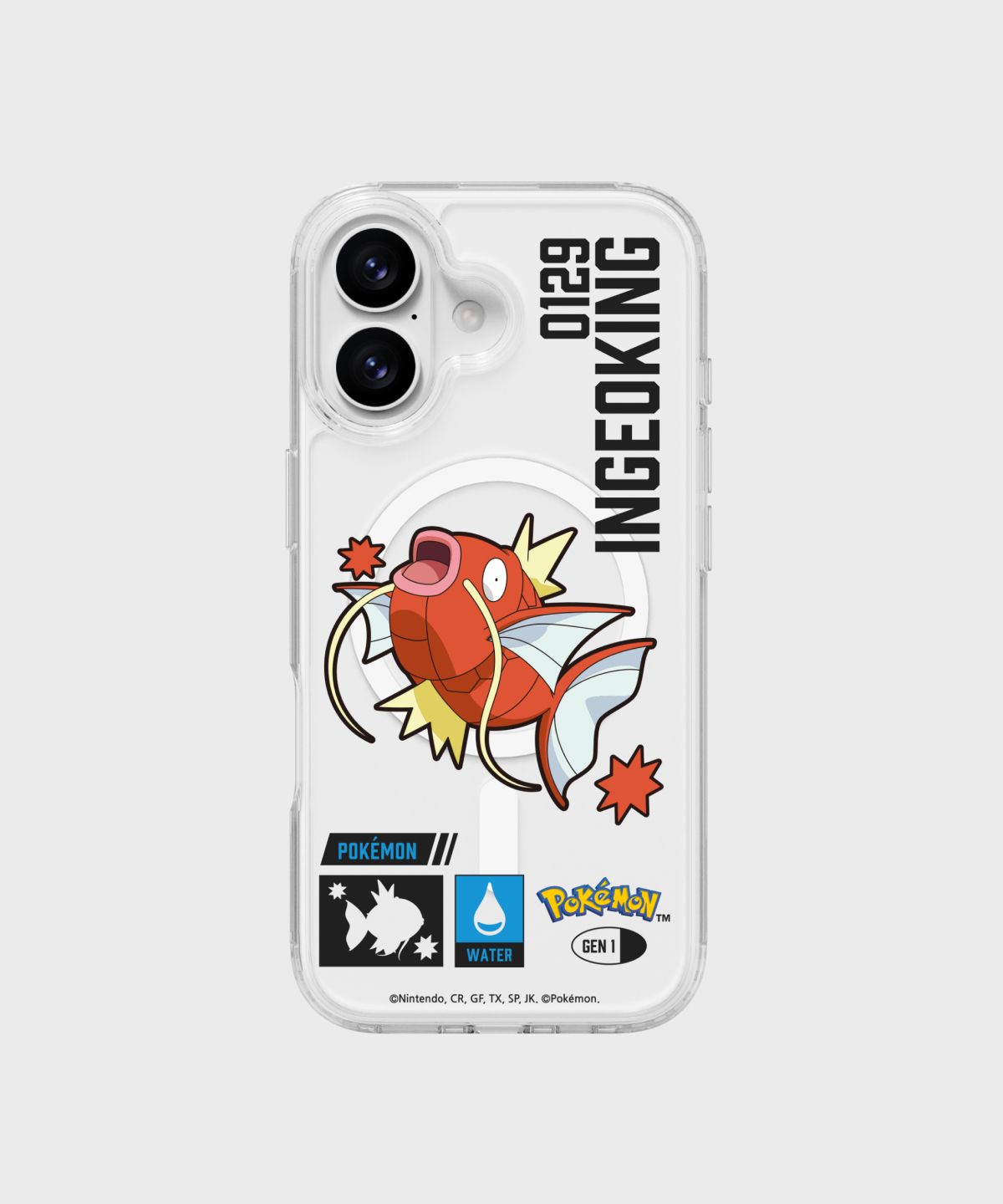 에스엘비에스(SLBS) 포켓몬 잉어킹 인덱스 클리어 마그넷 케이스 for iPhone17 Series