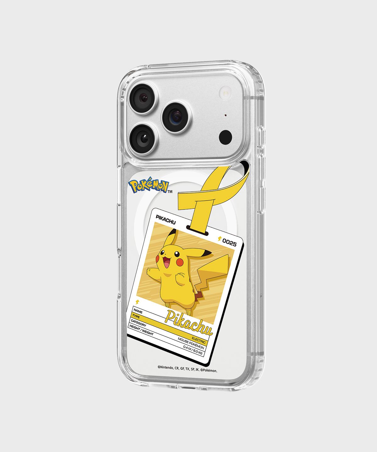 에스엘비에스(SLBS) 포켓몬 피카츄 네임택 클리어 마그넷 케이스 for iPhone17 Series