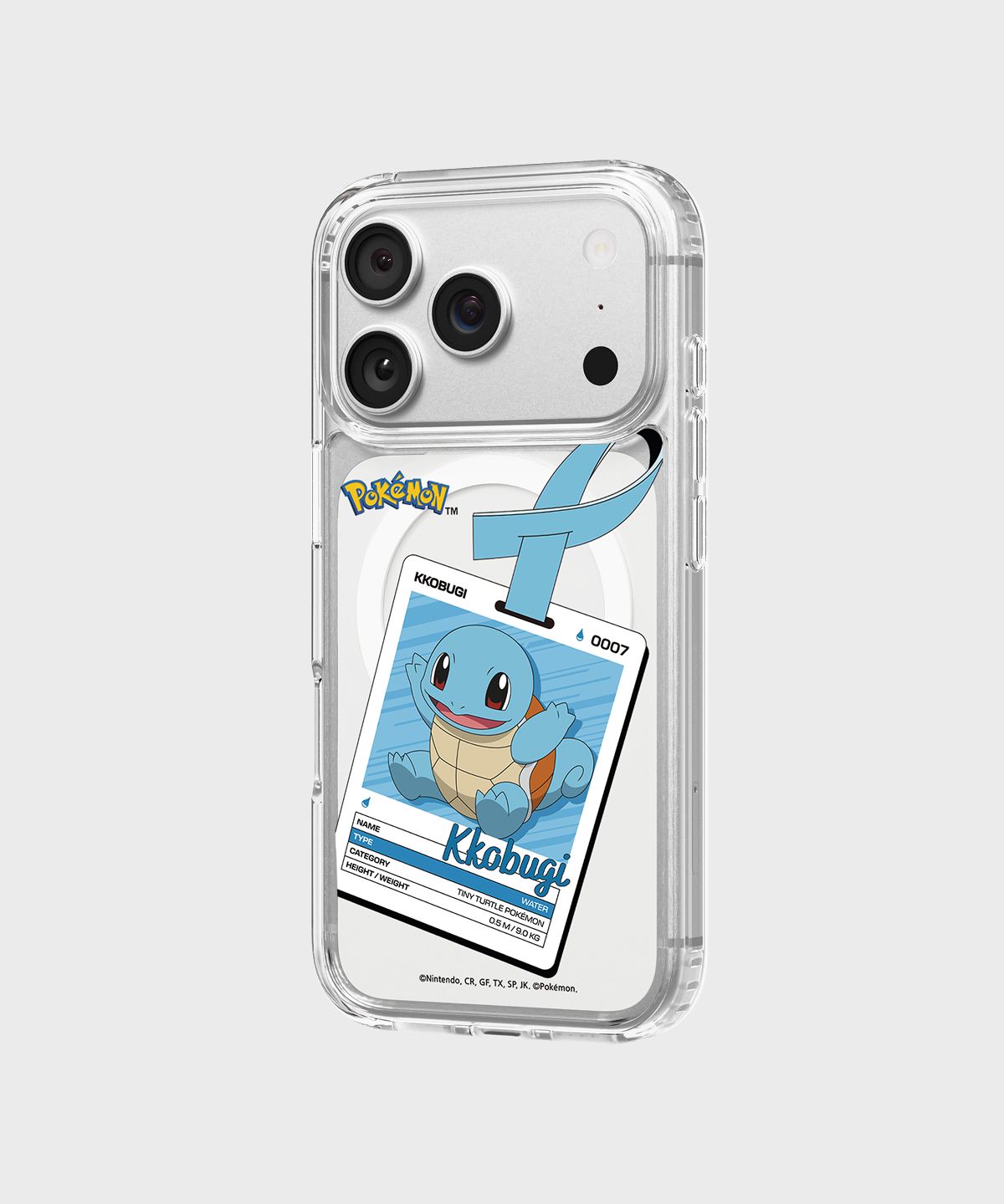 에스엘비에스(SLBS) 포켓몬 꼬부기 네임택 클리어 마그넷 케이스 for iPhone17 Series
