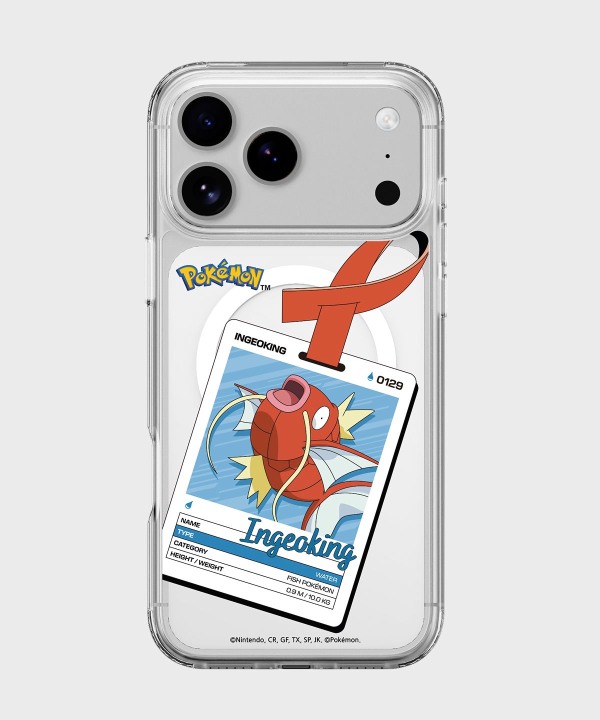 에스엘비에스(SLBS) 포켓몬 잉어킹 네임택 클리어 마그넷 케이스 for iPhone17 Series